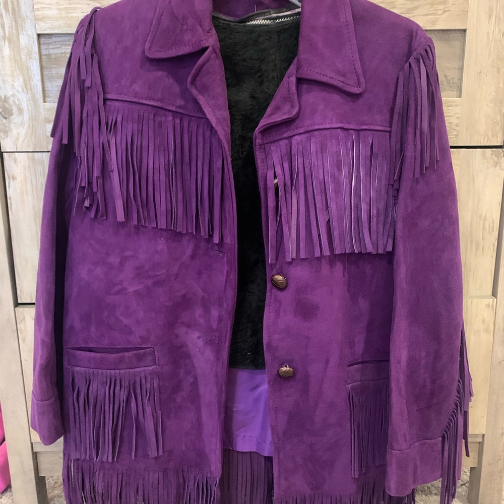 Purple Suede fringe jacket